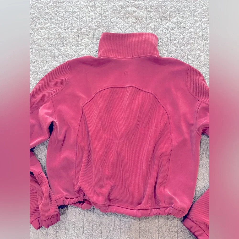 Lululemon *sold out* brushed soft stream half zip in raspberry color, size 6. - Picture 4 of 6